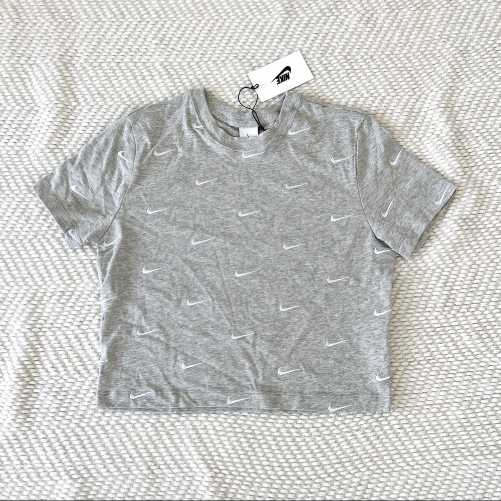 Nike Womens Cropped Tee w/ all over embroidered swoosh